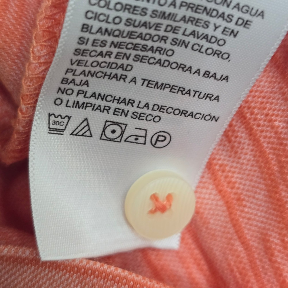 Tommy Bahama Polo Shirt Mens Large Coral Orange Striped Short Sleeve Cotton - Picture 10 of 13